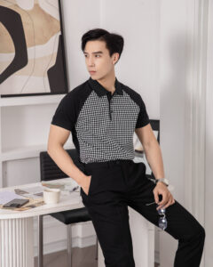 polo cotton phối họa tiết