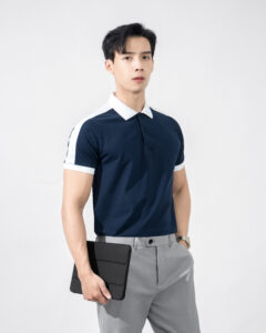 polo cotton phối vai