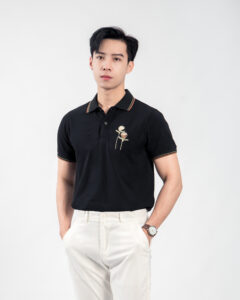 polo cotton thêu họa tiết