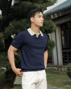 polo dệt kim cộc tay nam