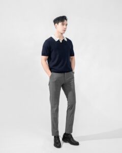 polo dệt kim cộc tay nam