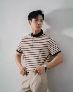 Polo nam cộc tay kẻ ngang CF