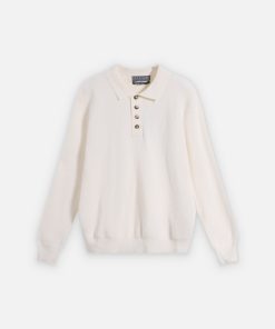 Polo dệt kim dài tay 4 cúc CF P232S1019251015 - Trắng