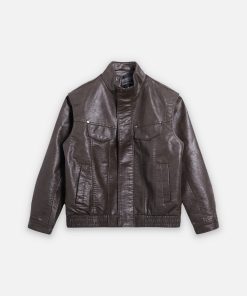 Áo khoác da CF lót gió cổ dựng K232S2219251025 - Nâu