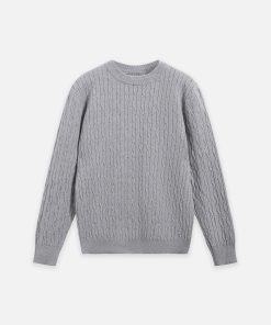 Áo len cổ tròn vặn thừng CF L232S1019251016 - Xám