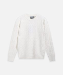 Áo len cổ tròn vặn thừng CF L232S1019251016 - Trắng