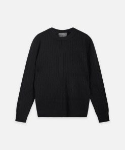 Áo len cổ tròn vặn thừng CF L232S1019251016 - Đen