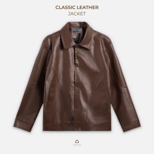 áo khoác da nam cổ bẻ