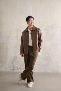 áo khoác da nam cổ bẻ