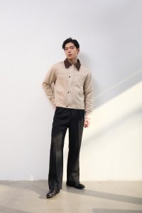 áo khoác da lộn phối cổ