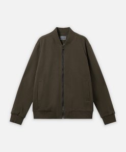 Bomberdạ kẻ lót lông CF251217 - Xanh rêu