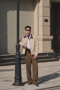 áo khoác da lộn phối cổ