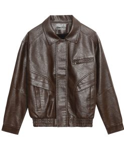 Áo khoác da CF lót lông cổ đức khóa ngực K232S2219251119 - Nâu