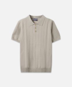 Polo nam dệt kim gân sọc CF260202 - Be