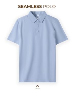Polo không đường may trơn đáp vai CF260310 - Xanh da trời nhạt