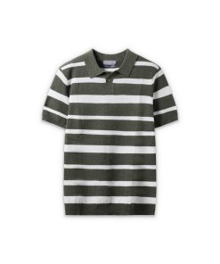 Polo dệt kim kẻ ngang CF260318 - Xanh rêu