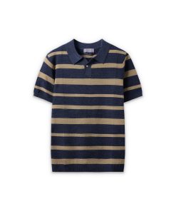 Polo dệt kim kẻ ngang CF260318 - Nâu