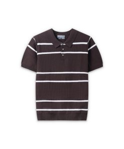Polo dệt kim sọc ngang đôi CF260505 - Chocolate