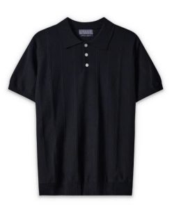 Polo cộc tay dệt kim nam CF260423 - Đen