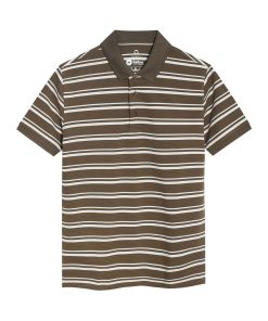 POLO CỘC TAY NAM KẺ NGANG CF - Nâu