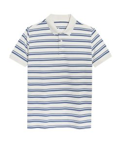 POLO CỘC TAY NAM KẺ NGANG CF - Trắng