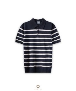 Polo dệt kim sọc ngang CF260715 - Đen