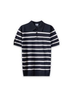 Polo dệt kim sọc ngang CF260715 - Đen