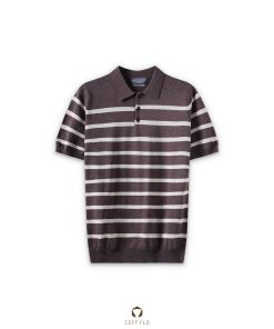 Polo dệt kim sọc ngang CF260715 - Nâu