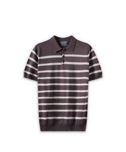Polo dệt kim sọc ngang CF260715 - Nâu
