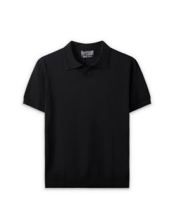 Polo nam dệt kim bo gấu cổ V CF260807 - Đen